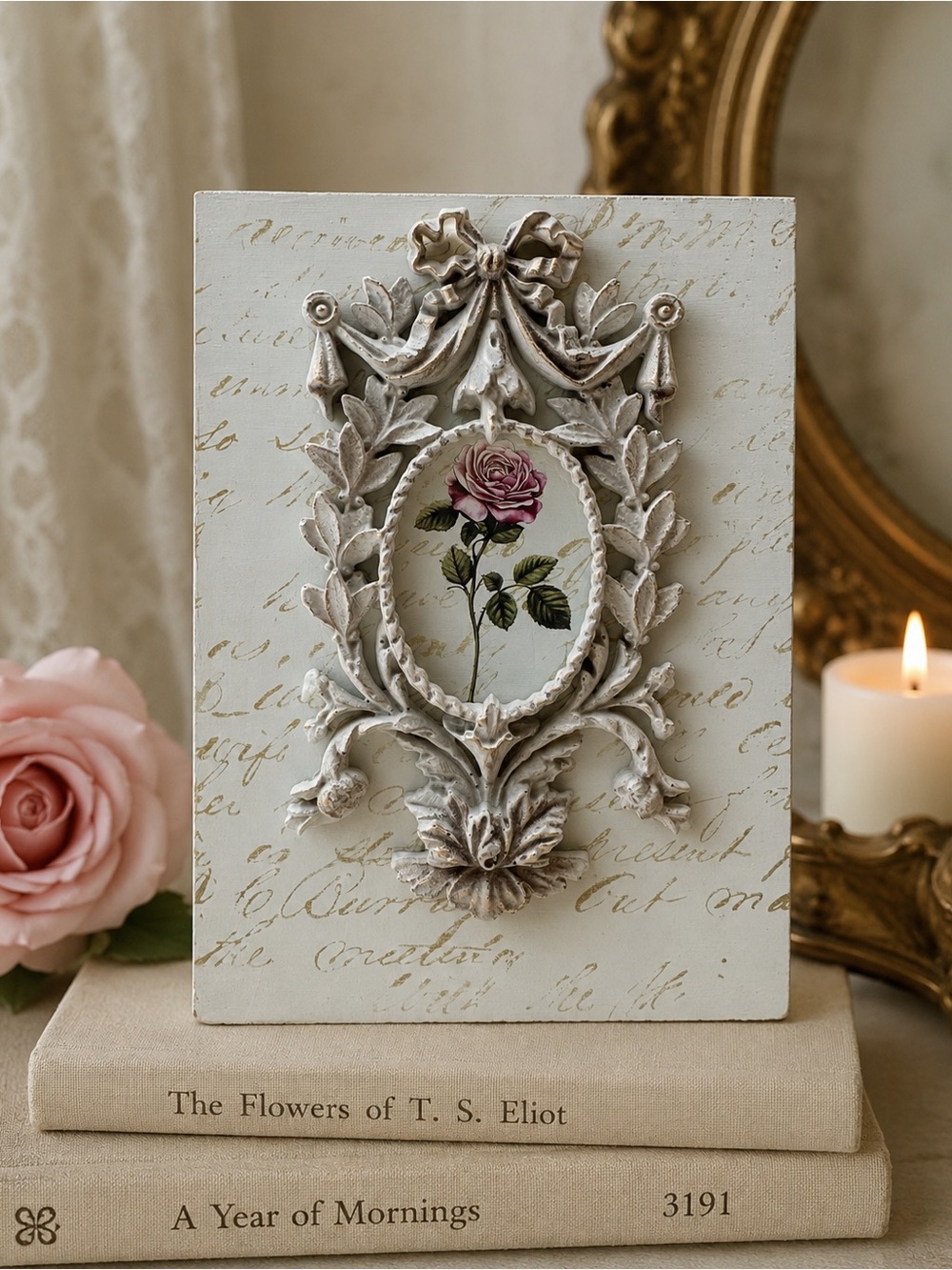 Vintage Rose Wall Decor French Country Cottage Chic
